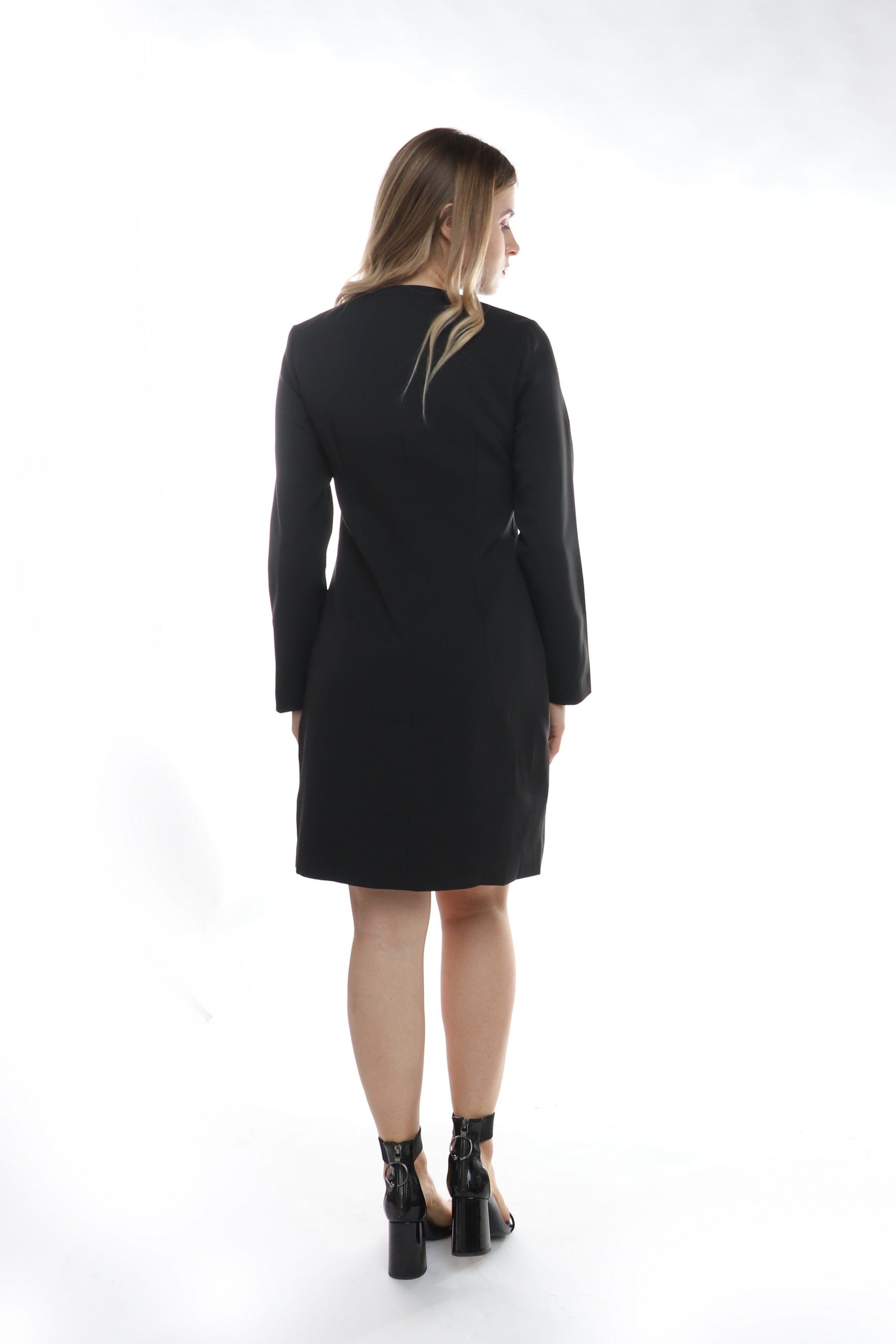 نتشي سترة سادة جيوب جانبية بأكمام طويلة