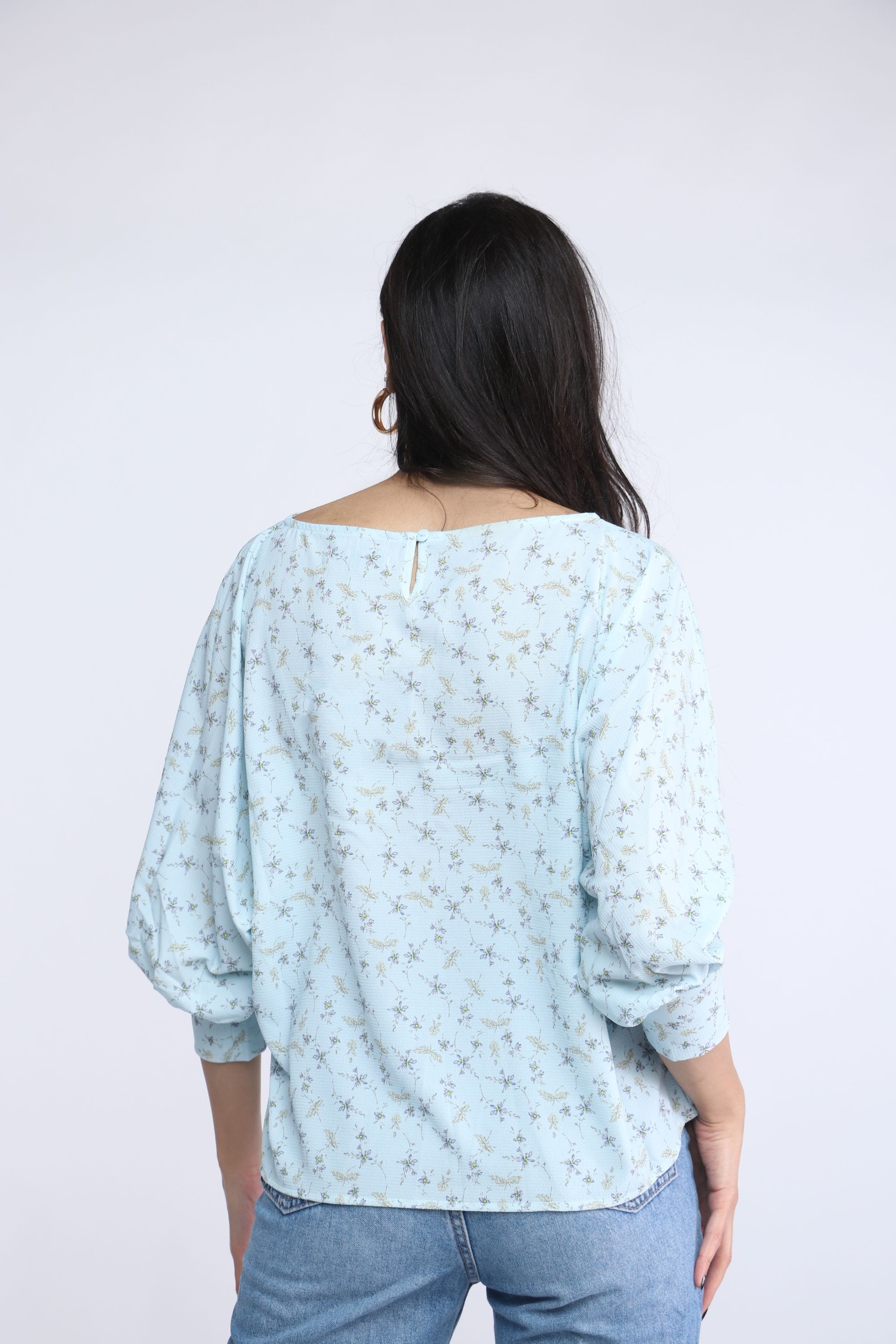 نتشي بلوزة أوفر سايز مشجرة 3/4 كم نسائي