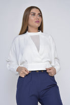 نتشي بلوزة أوفر سايز متداخلة كم طويل نسائي