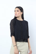 نتشي بلوزة نسائي شيفون برقبة دائرية