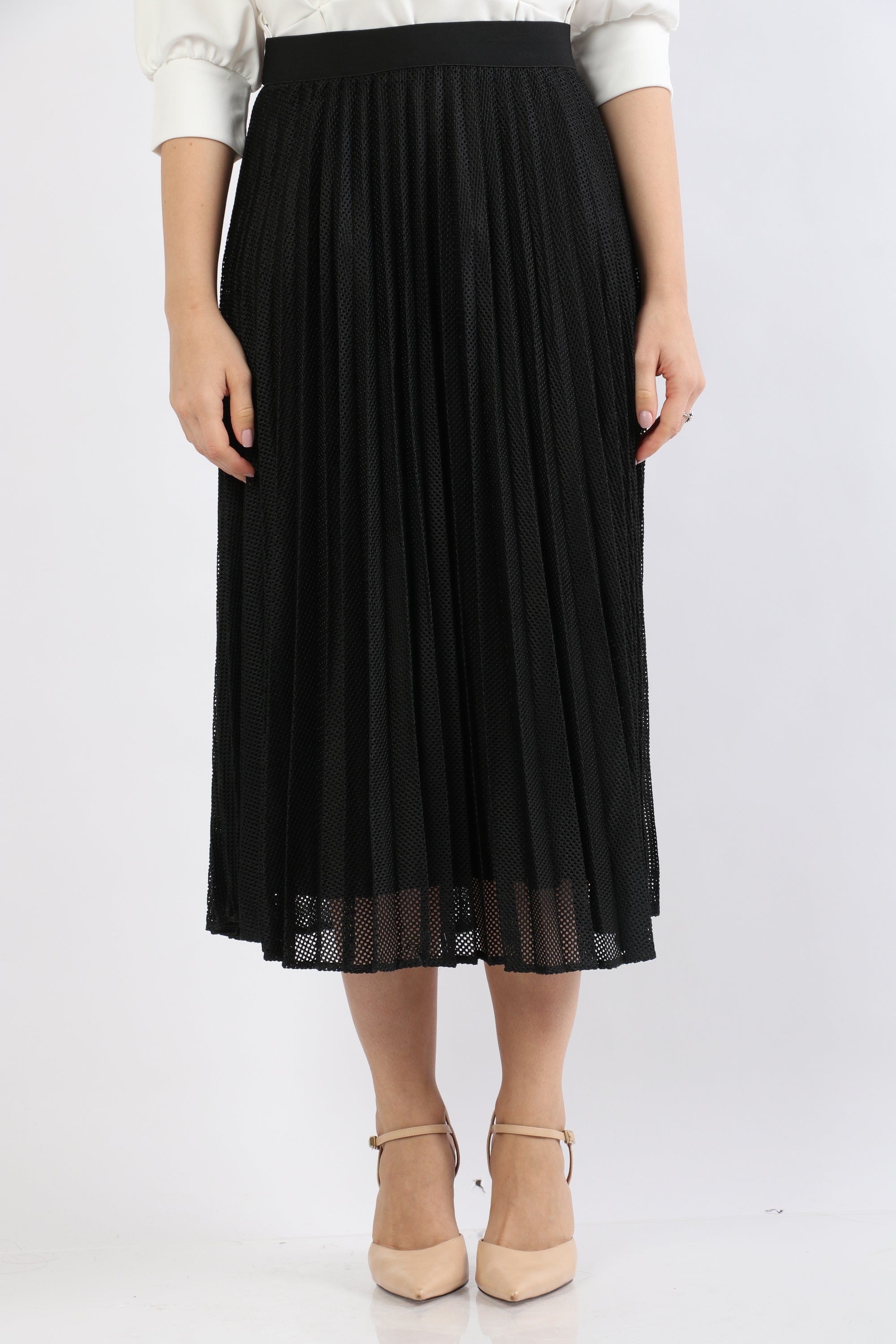 نتشي تنورة ميدي هاي ويست بكسرات