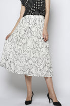 نتشي تنورة ميدي شيفون مزينة بطبعات مزودة بأزرار أمامية