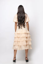 نتشي فستان ميدي شيفون مكشكش بربطة عند الخصر بكم قصير