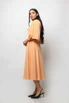 نتشي فستان ميدي كلاسيكي كم متوسط بليسيه