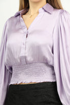 نتشي بلوزة كروب توب ستان كم طويل بف نسائي