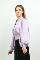 نتشي بلوزة كروب توب ستان كم طويل بف نسائي