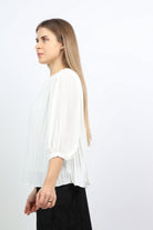 نتشي بلوزة كلاسيك بكسرات صغيرة كلوش 3/4 كم نسائي