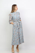 نتشي جمبسوت مشجر مخصر مقفول 3/4 كم بحزام وبنطال طويل نسائي