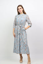 نتشي جمبسوت مشجر مخصر مقفول 3/4 كم بحزام وبنطال طويل نسائي