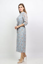 نتشي جمبسوت مشجر مخصر مقفول 3/4 كم بحزام وبنطال طويل نسائي