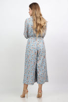 نتشي جمبسوت مشجر مخصر مقفول 3/4 كم بحزام وبنطال طويل نسائي