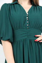 نتشي فستان كلاسيكي مخصر منفوش سادة 3/4 كم نسائي