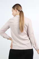 نتشي قميص سادة بكسرتين كم طويل نسائي