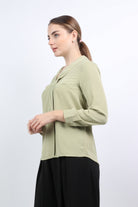 نتشي قميص سادة بكسرتين كم طويل نسائي