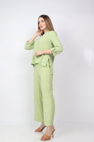 نتشي بلوزة سادة طويلة من الخلف قصيرة من الأمام بكم طويل نسائي