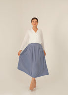 نتشي قميص سادة محبوك بأزرار أمامية وكم طويل نسائي