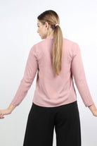 نتشي قميص سادة محبوك بأزرار أمامية وكم طويل نسائي