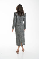 نتشي تنورة ميدي نسائية رسمية بفتحة من الخلف أخضر