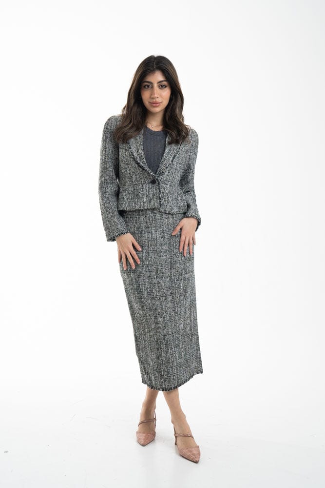 نتشي تنورة ميدي نسائية رسمية بفتحة من الخلف أخضر