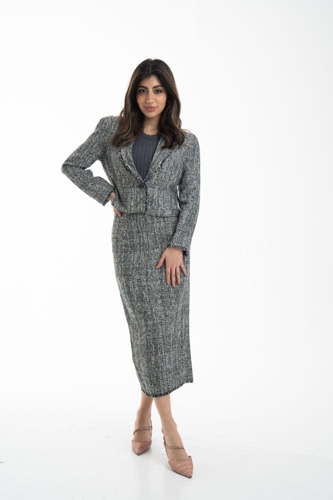 نتشي تنورة ميدي نسائية رسمية بفتحة من الخلف أخضر