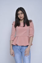 نتشي بلوزة فورمال مخصرة مكشكشة من أسفل 3/4 كم نسائي