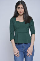 نتشي بلوزة رسمية مخصرة كلوش من الأسفل 3/4 كم منفوخ نسائي