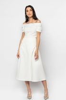 نتشي بلوزة بياقة مربعة بأزرار أمامية كم قصير بف نسائي