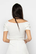 نتشي بلوزة بياقة مربعة بأزرار أمامية كم قصير بف نسائي