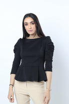 نتشي بلوزة نسائي 3/4 كم برقبة دائرية