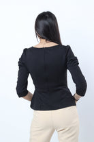 نتشي بلوزة نسائي 3/4 كم برقبة دائرية