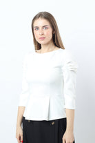 نتشي بلوزة نسائي 3/4 كم برقبة دائرية