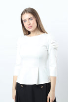 نتشي بلوزة نسائي 3/4 كم برقبة دائرية