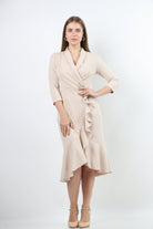 نتشي فستان ميدي رسمي بخصر لف