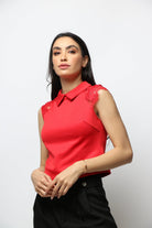 نتشي بلوزة بياقة وكتف قصير دانتيل نسائي