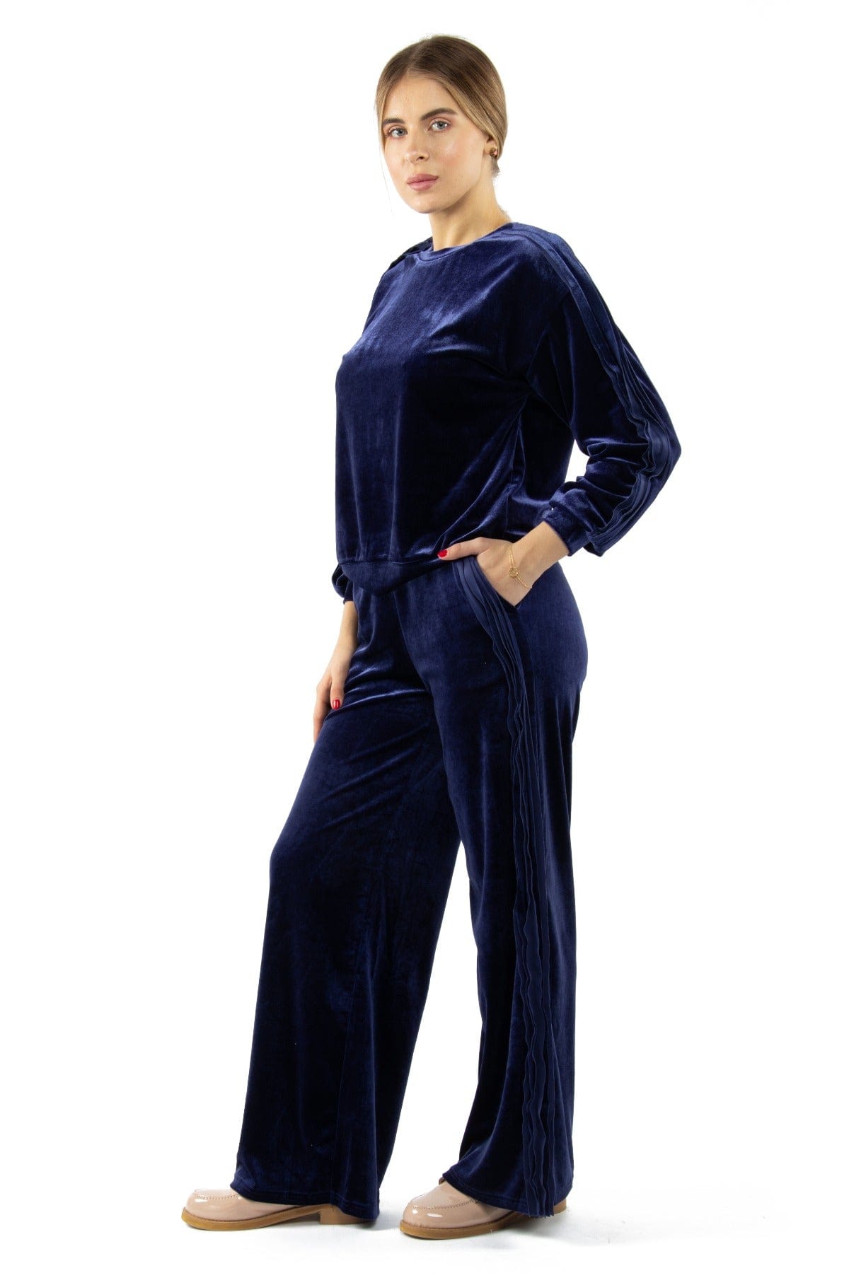 نتشي بنطلون مخملي واسع طويل نسائي