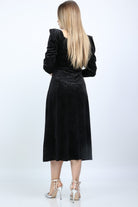 نتشي فستان مخمل نسائي بحزام للخصر