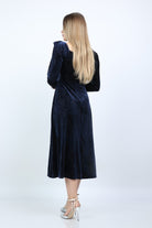 نتشي فستان مخمل نسائي بحزام للخصر