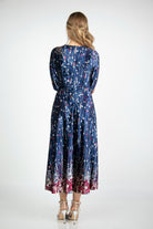 نتشي فستان ميدي مشجرة بأكمام طويلة البنفسجي