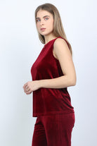 نتشي بلوزة كت مخملية برقبة دائرية نسائي