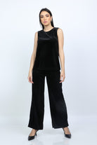 نتشي بنطلون نسائي بجيوب هاي ويست وايد ليج طويل نسائي