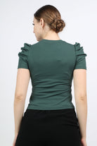 نتشي بلوزة قطن سادة كم قصير نسائي