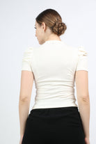 نتشي بلوزة قطن سادة كم قصير نسائي