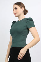 نتشي بلوزة قطن سادة كم قصير نسائي