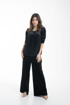 نتشي بلوزة نسائية طويلة بياقة دائرية نص كم