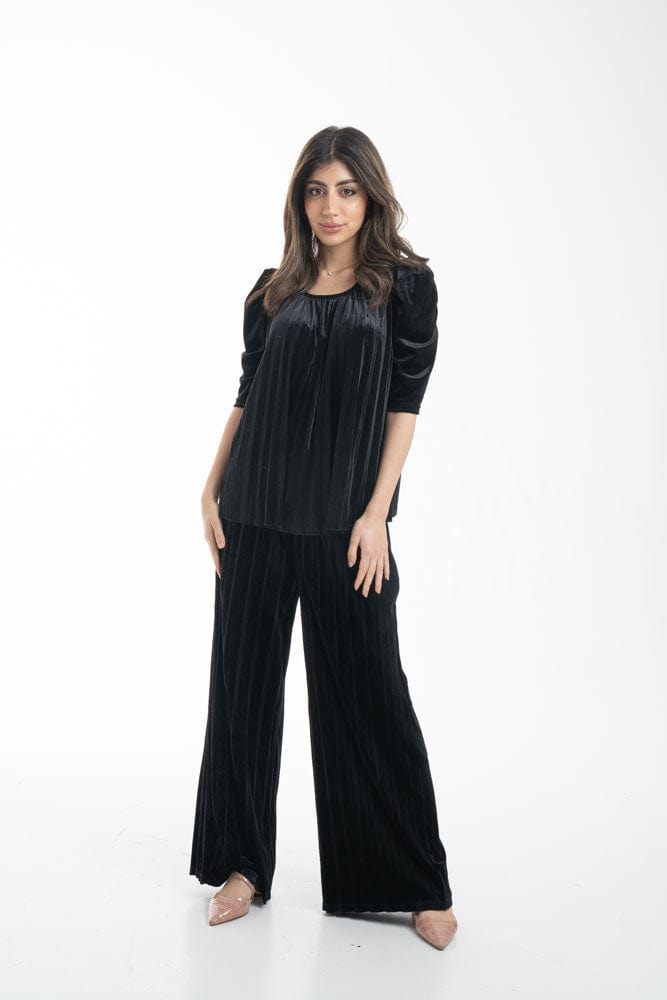 نتشي بلوزة نسائية طويلة بياقة دائرية نص كم