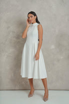 نتشي فستان ميدي سادة واسع بياقة طويلة بدون كم