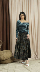 نتشي بلوزة بأكمام طويلة نسائية كتف وكتف