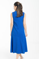 نتشي فستان ميدي بدون اكمام ورقب دائرية