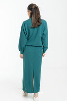 نتشي توب نسائي فضفاض بياقة دائرية