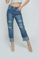 كيتشن بنطلون مقطع هاي ويست بجيوب وسحاب وزرار أمامي نسائي